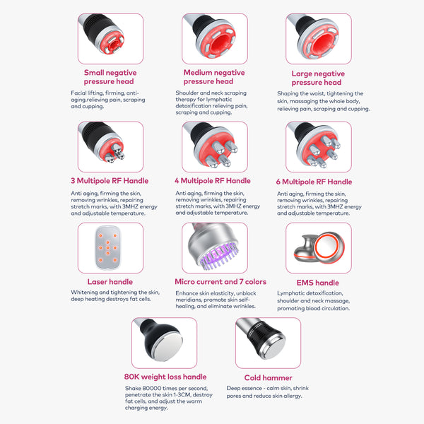 SQ154A Max เครื่องคาวิเทชันอัลตราโซนิก 80K และ RF แบบ 11-in-1 พร้อมแผ่นเลเซอร์
