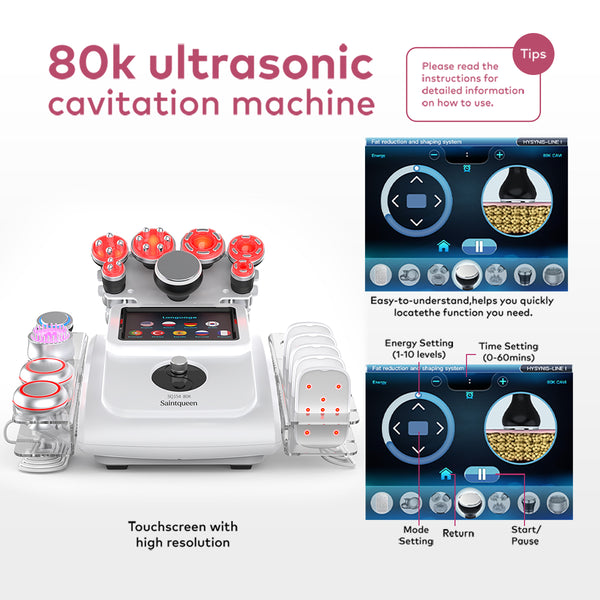 SQ154A Max เครื่องคาวิเทชันอัลตราโซนิก 80K และ RF แบบ 11-in-1 พร้อมแผ่นเลเซอร์