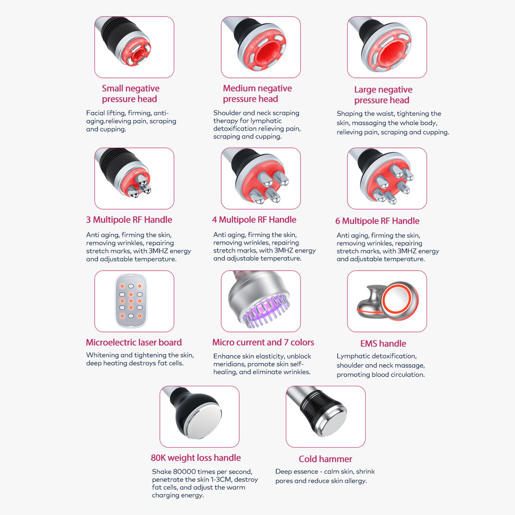 SQ154B Max เครื่องคาวิเทชันอัลตราโซนิก 80K และ RF แบบ 11-in-1 พร้อมแผ่นเลเซอร์ + ไมโครเคอร์เรนต์