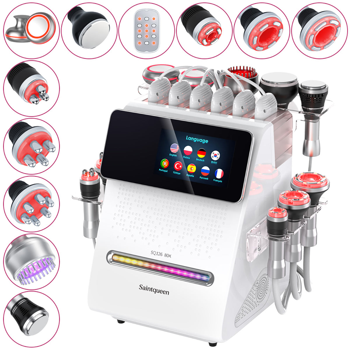 SQ126B Max เครื่องคาวิเทชันอัลตราโซนิก 80K และ RF แบบ 11-in-1 พร้อมแผ่นเลเซอร์ + ไมโครเคอร์เรนต์