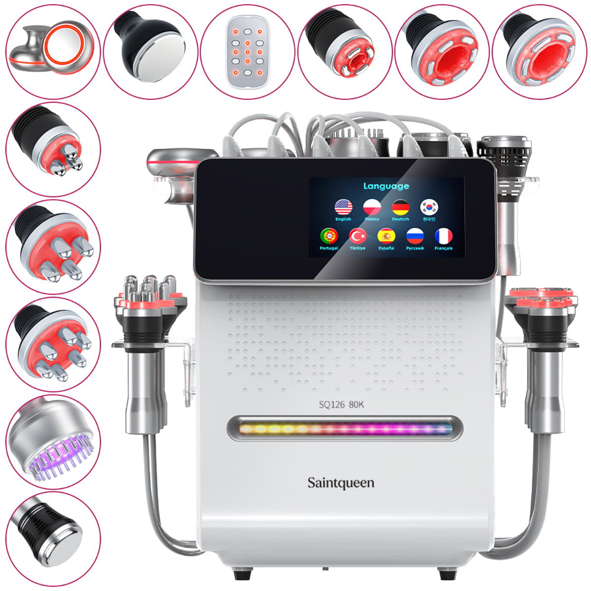 SQ126B Max เครื่องคาวิเทชันอัลตราโซนิก 80K และ RF แบบ 11-in-1 พร้อมแผ่นเลเซอร์ + ไมโครเคอร์เรนต์