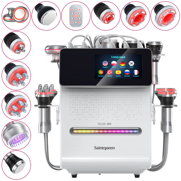 SQ126B Max เครื่องคาวิเทชันอัลตราโซนิก 80K และ RF แบบ 11-in-1 พร้อมแผ่นเลเซอร์ + ไมโครเคอร์เรนต์