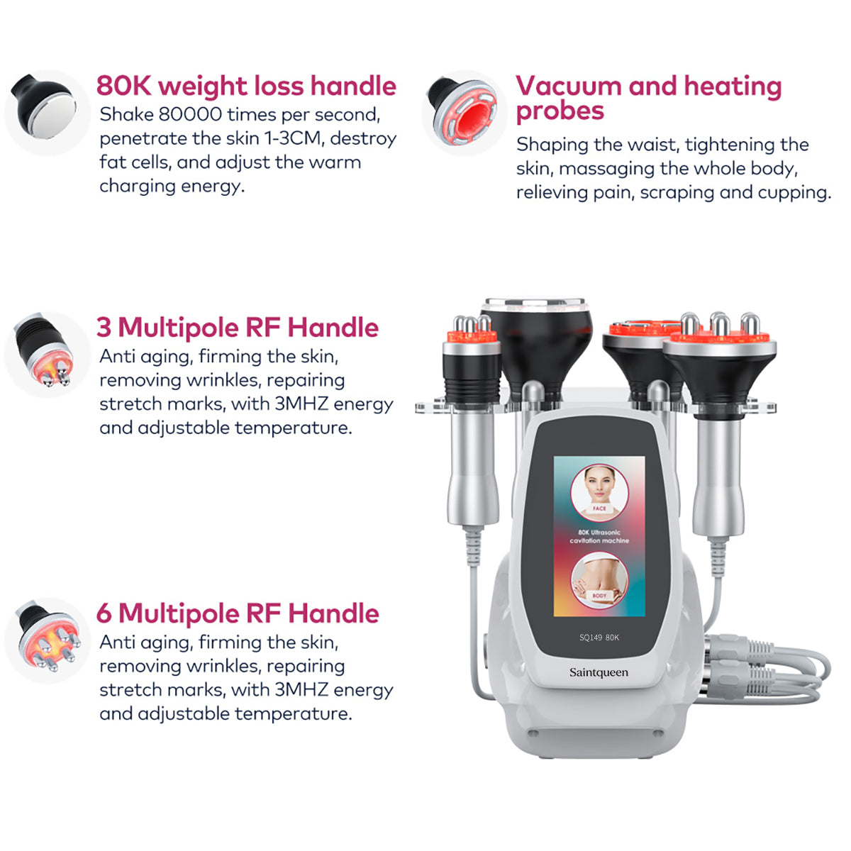 SQ149 Basic เครื่องคาวิเทชันอัลตราโซนิก 80K และ RF แบบ 4-in-1 รูปสินค้ารอง
