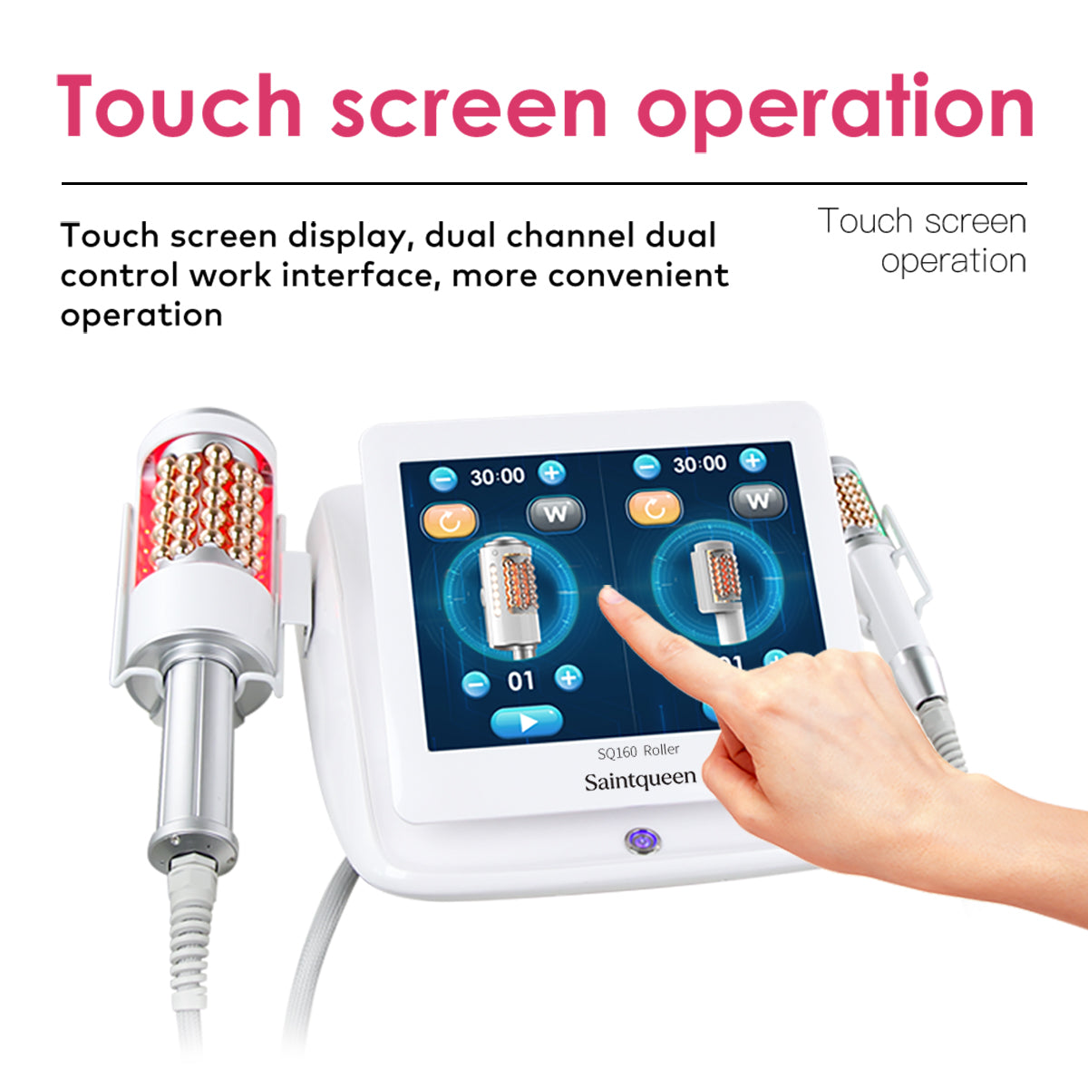 SQ160A เครื่องลูกกลิ้งบอลหมุนภายใน 360° นวดกดและสั่นระดับไมโครสำหรับดูแลรูปร่างและใบหน้า พร้อม LED เพื่อดูแลการไหลเวียนน้ำเหลืองและผิวดูเรียบเนียน