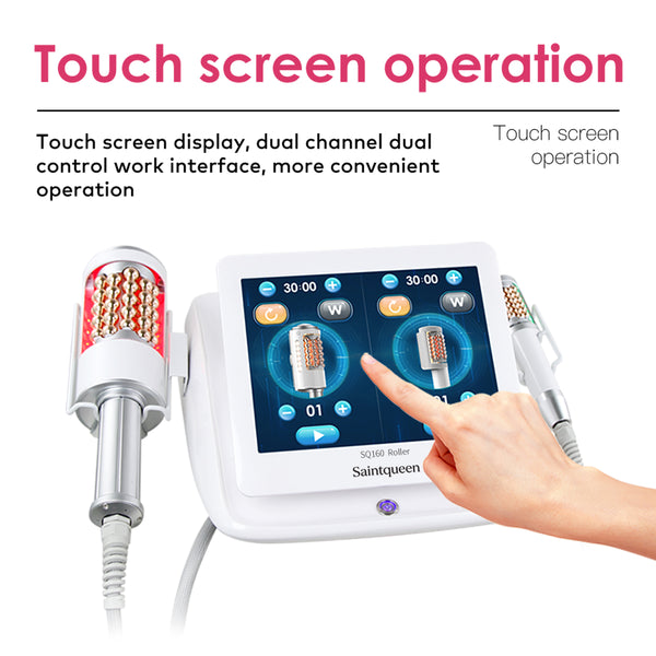SQ160A เครื่องลูกกลิ้งบอลหมุนภายใน 360° นวดกดและสั่นระดับไมโครสำหรับดูแลรูปร่างและใบหน้า พร้อม LED เพื่อดูแลการไหลเวียนน้ำเหลืองและผิวดูเรียบเนียน