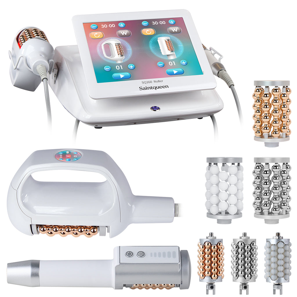 SQ160B เครื่องลูกกลิ้งบอลหมุนภายใน 360° นวดกดและสั่นระดับไมโครสำหรับดูแลรูปร่างและใบหน้า พร้อมหัวคู่ เพื่อดูแลการไหลเวียนน้ำเหลืองและผิวดูเรียบเนียนกระชับ