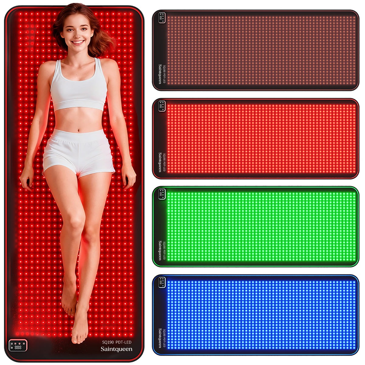 SQ190 แผ่นรองดูแลผิวด้วยแสงสีแดง เขียว น้ำเงิน และอินฟราเรดใกล้ LED 1,344 ดวง