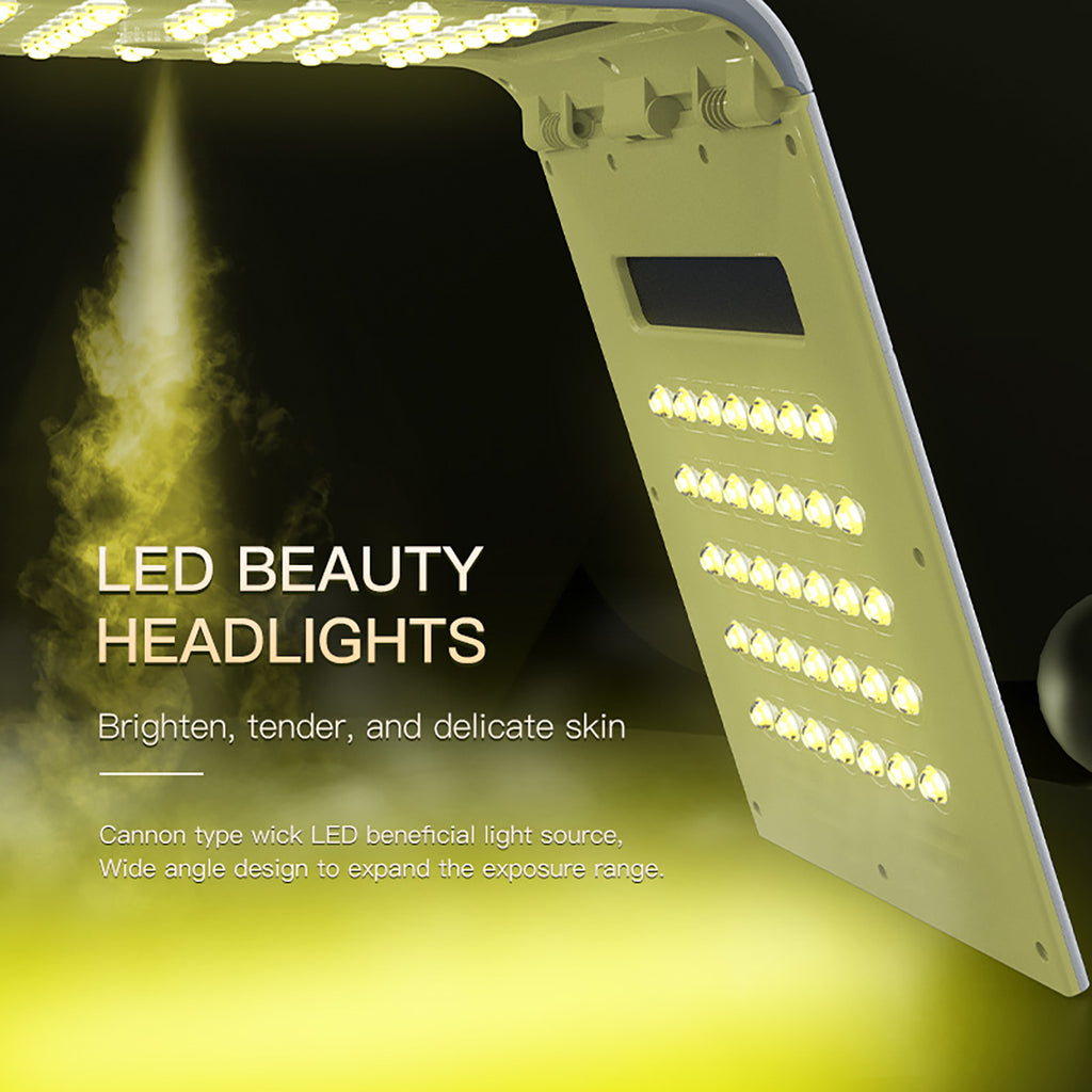 SQ125 เครื่องดูแลผิวหน้าด้วยแสง LED PDT 117 ดวง 7 สี แบบพับได้ พร้อมละอองน้ำนาโนอัลตราโซนิกและประคบร้อน