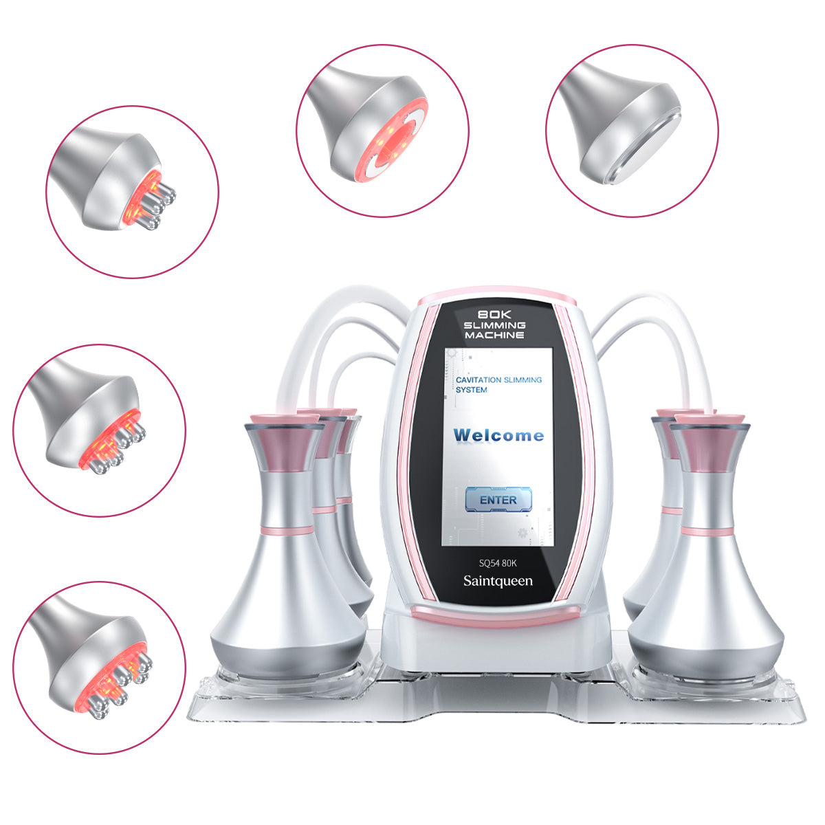 SQ54 Pro เครื่องคาวิเทชัน 80K แบบ 5-in-1 พร้อม RF หลายขั้วและนวดสุญญากาศ สำหรับดูแลรูปร่าง ความกระชับ และริ้วรอยบนใบหน้าและลำตัวที่บ้าน รูปสินค้าหลัก