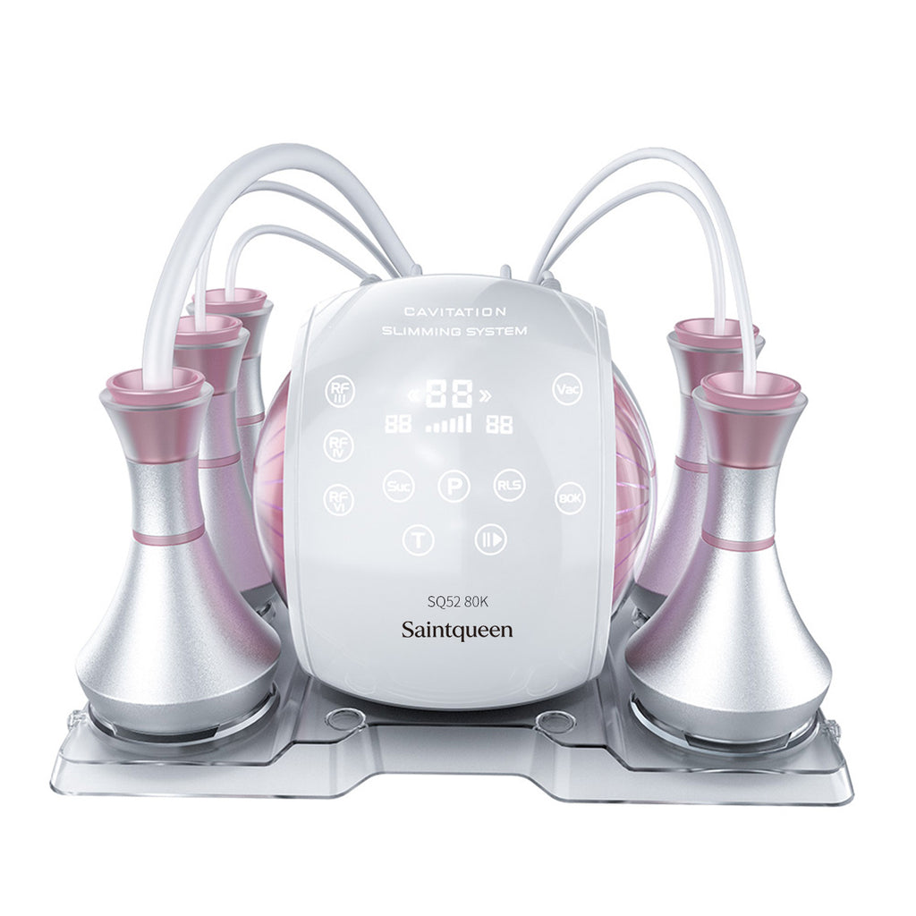 SQ52 Pro เครื่องคาวิเทชันอัลตราโซนิก 80K แบบ 5-in-1 พร้อม RF หลายขั้วและนวดสุญญากาศ สำหรับดูแลรูปร่าง นวดระบายน้ำเหลือง ผิวที่ดูกระชับ และริ้วรอยบนใบหน้า ลำคอ และลำตัว
