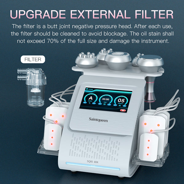 SQ85C Pro เครื่องคาวิเทชันอัลตราโซนิก 80K และ RF แบบ 6-in-1 พร้อมแผ่นเลเซอร์
