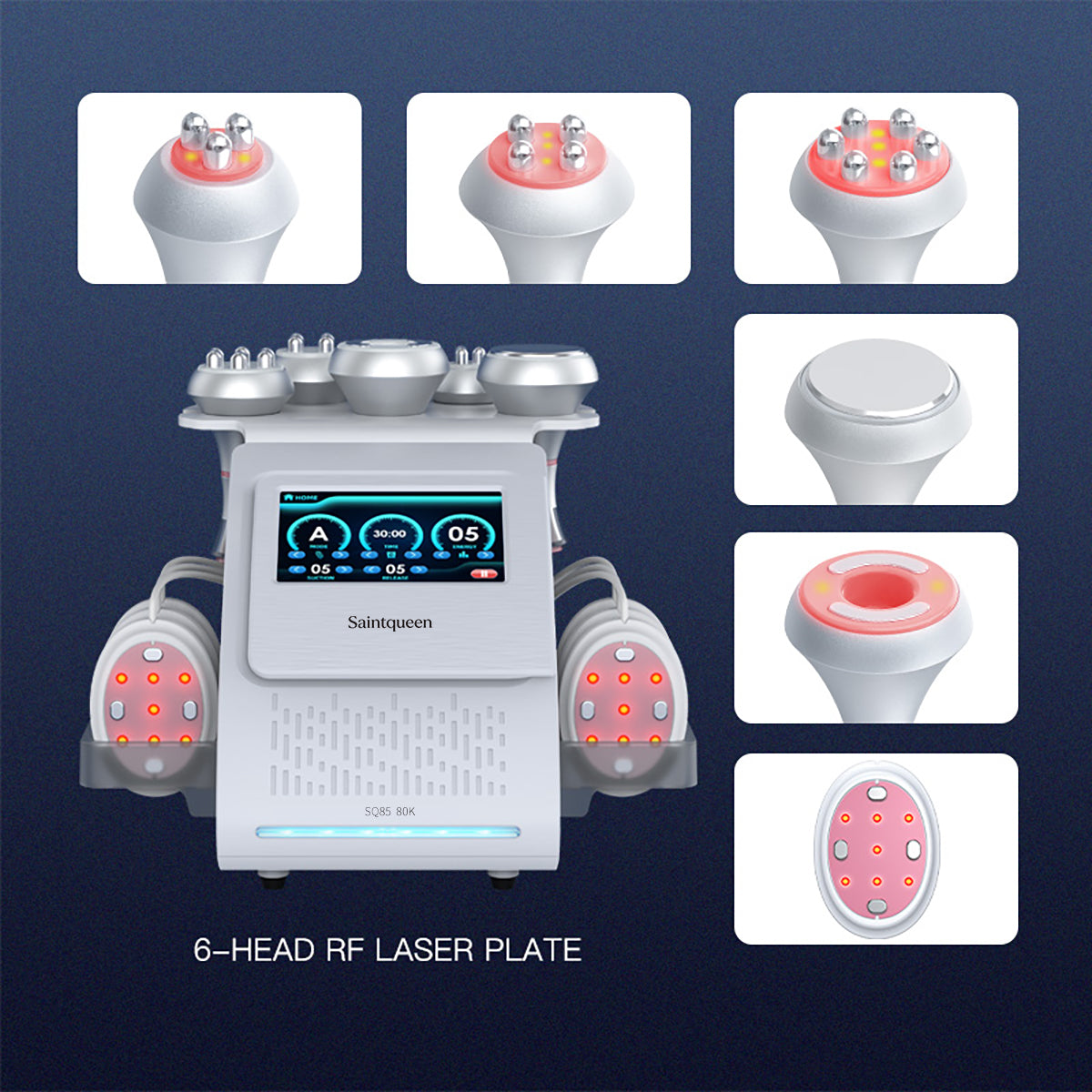 SQ85B Pro เครื่องคาวิเทชันอัลตราโซนิก 80K และ RF แบบ 6-in-1 พร้อมแผ่นเลเซอร์ + ไมโครเคอร์เรนต์