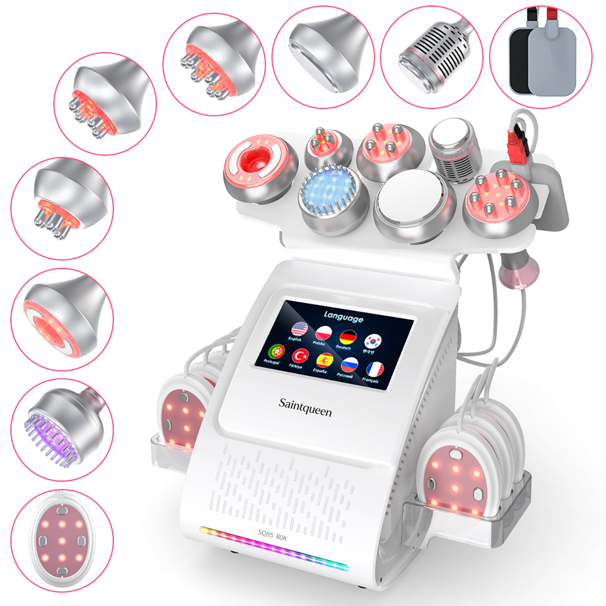 SQ85E Plus เครื่องคาวิเทชันอัลตราโซนิก 80K และ RF แบบ 9-in-1 พร้อมแผ่นเลเซอร์ + ไมโครเคอร์เรนต์