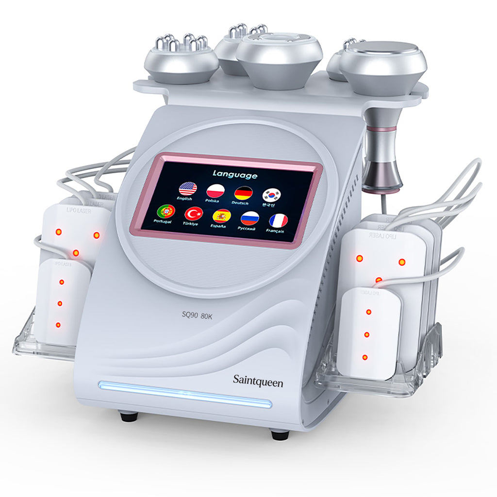 SQ90C Pro เครื่องคาวิเทชันอัลตราโซนิก 80K และ RF แบบ 6-in-1 พร้อมแผ่นเลเซอร์