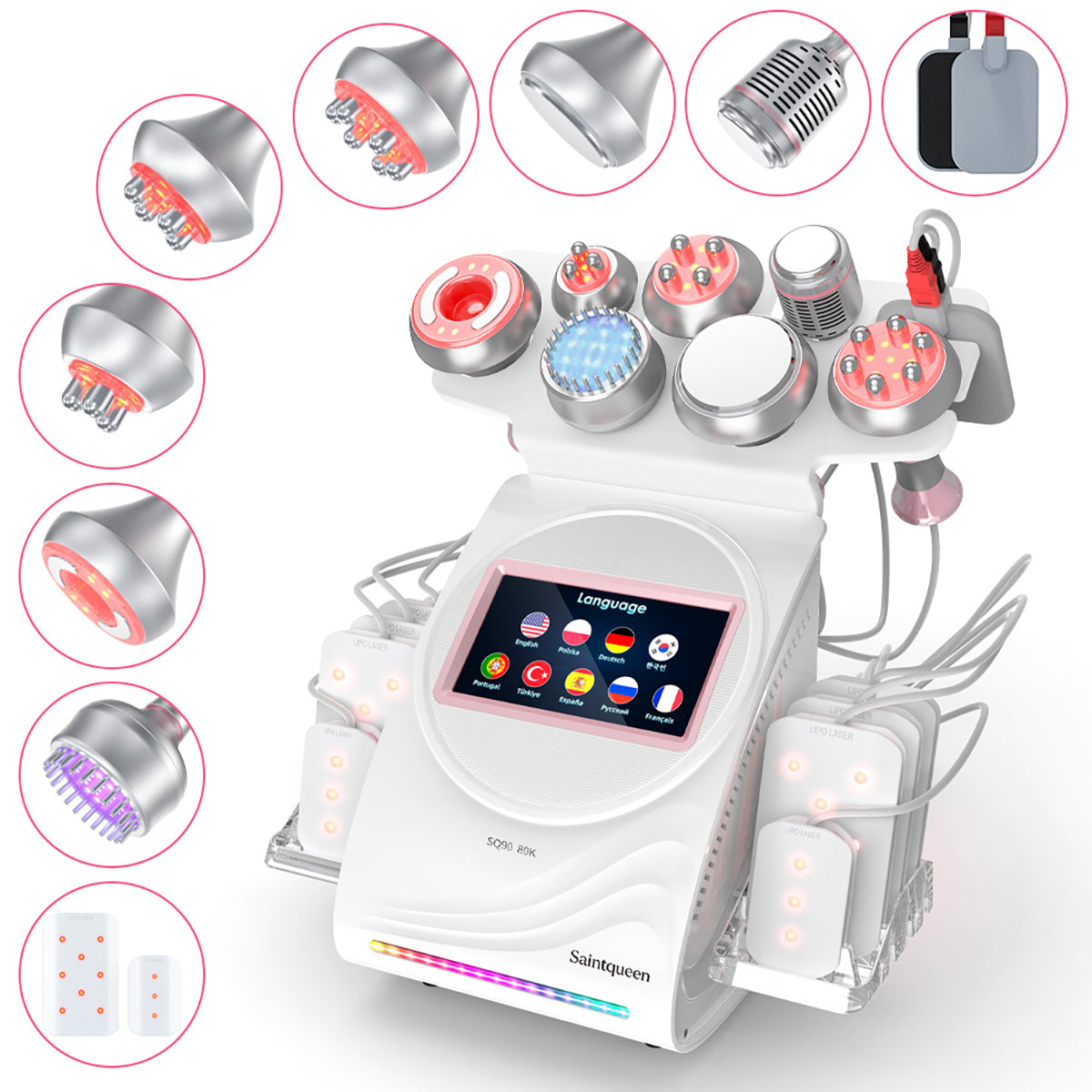 SQ90D Plus เครื่องคาวิเทชันอัลตราโซนิก 80K และ RF แบบ 9-in-1 พร้อมแผ่นเลเซอร์