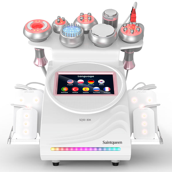 SQ90D Plus เครื่องคาวิเทชันอัลตราโซนิก 80K และ RF แบบ 9-in-1 พร้อมแผ่นเลเซอร์