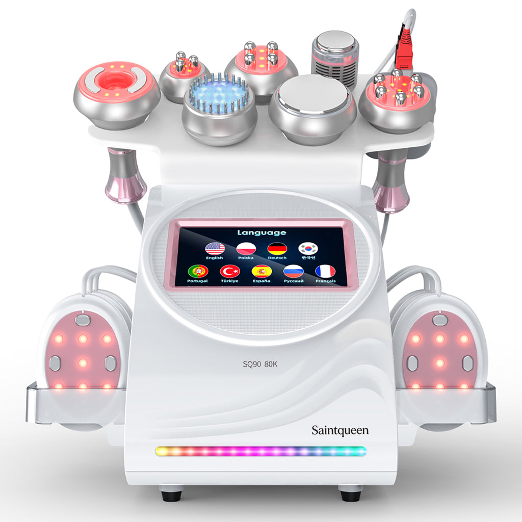 SQ90E Plus เครื่องคาวิเทชันอัลตราโซนิก 80K และ RF แบบ 9-in-1 พร้อมแผ่นเลเซอร์ + ไมโครเคอร์เรนต์
