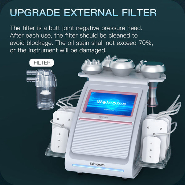 SQ92C Pro เครื่องคาวิเทชันอัลตราโซนิก 80K และ RF แบบ 6-in-1 พร้อมแผ่นเลเซอร์