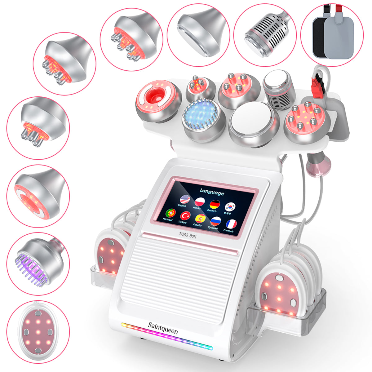 SQ92E Plus เครื่องคาวิเทชันอัลตราโซนิก 80K และ RF แบบ 9-in-1 พร้อมแผ่นเลเซอร์ + ไมโครเคอร์เรนต์ รูปสินค้าหลัก
