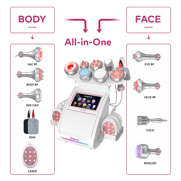 SQ92E Plus เครื่องคาวิเทชันอัลตราโซนิก 80K และ RF แบบ 9-in-1 พร้อมแผ่นเลเซอร์ + ไมโครเคอร์เรนต์