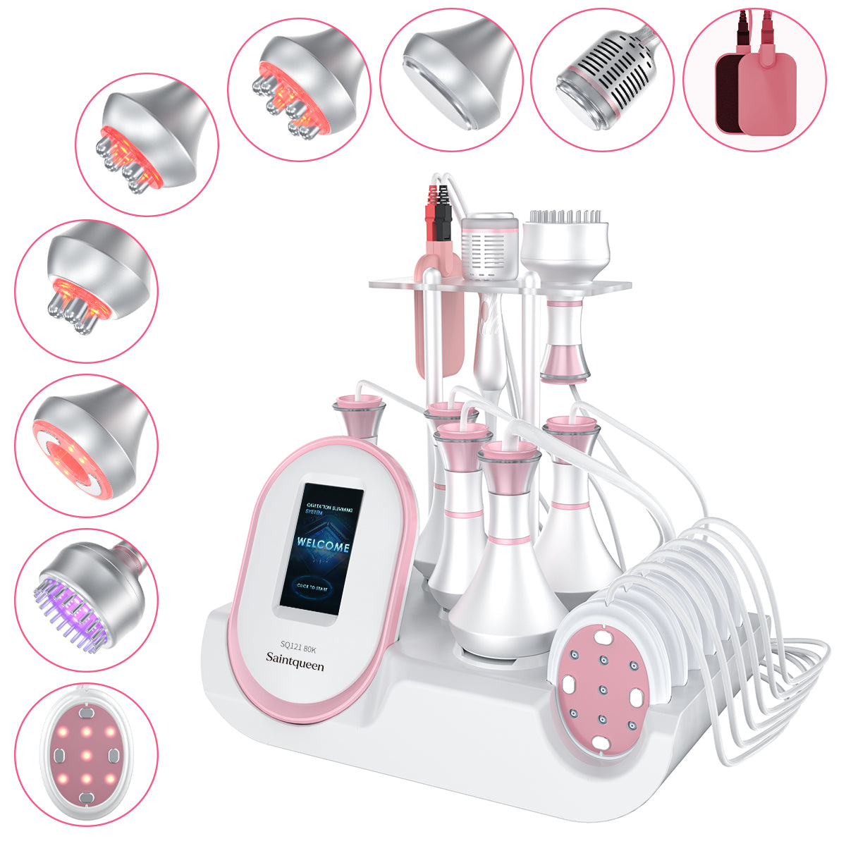 SQ121D Plus เครื่องคาวิเทชัน 80K แบบ 9-in-1 พร้อมแผ่นไมโครเคอร์เรนต์และ RF สุญญากาศหลายขั้ว เพื่อดูแลรูปร่าง ผิวดูกระชับและอ่อนเยาว์ รูปสินค้าหลัก