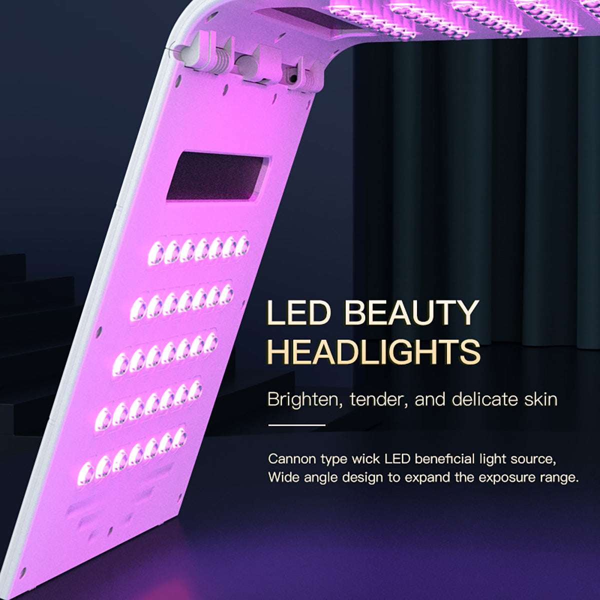 SQ130 เครื่องดูแลผิวหน้าด้วยแสง LED PDT 119 ดวง 7 สี แบบพับได้ พร้อมโหมดประคบร้อนสำหรับบ้านหรือร้านเสริมสวย